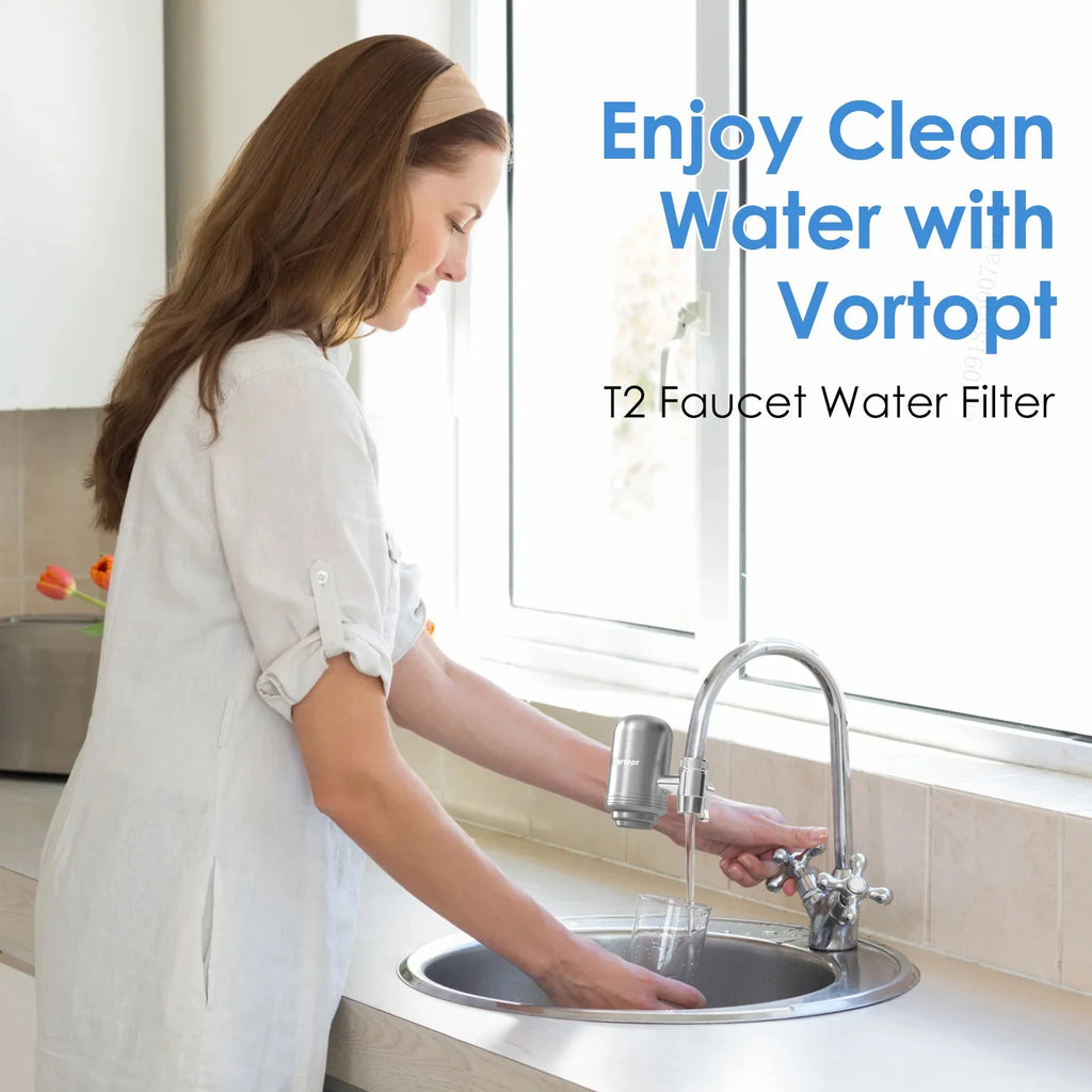 HOMEFISH Stainless Steel Faucet Water Filter - NSF Certified Lead & Chlorine Reduction