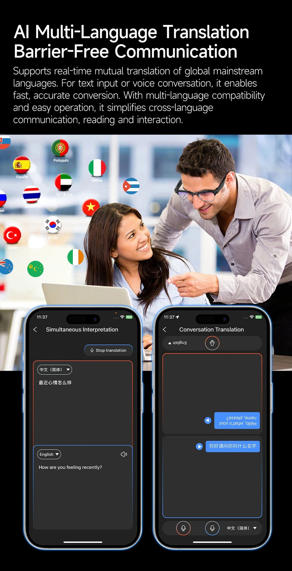 Vabena 2026 Smart Camera Glasses for Men - 800W, AI, Video & Translation