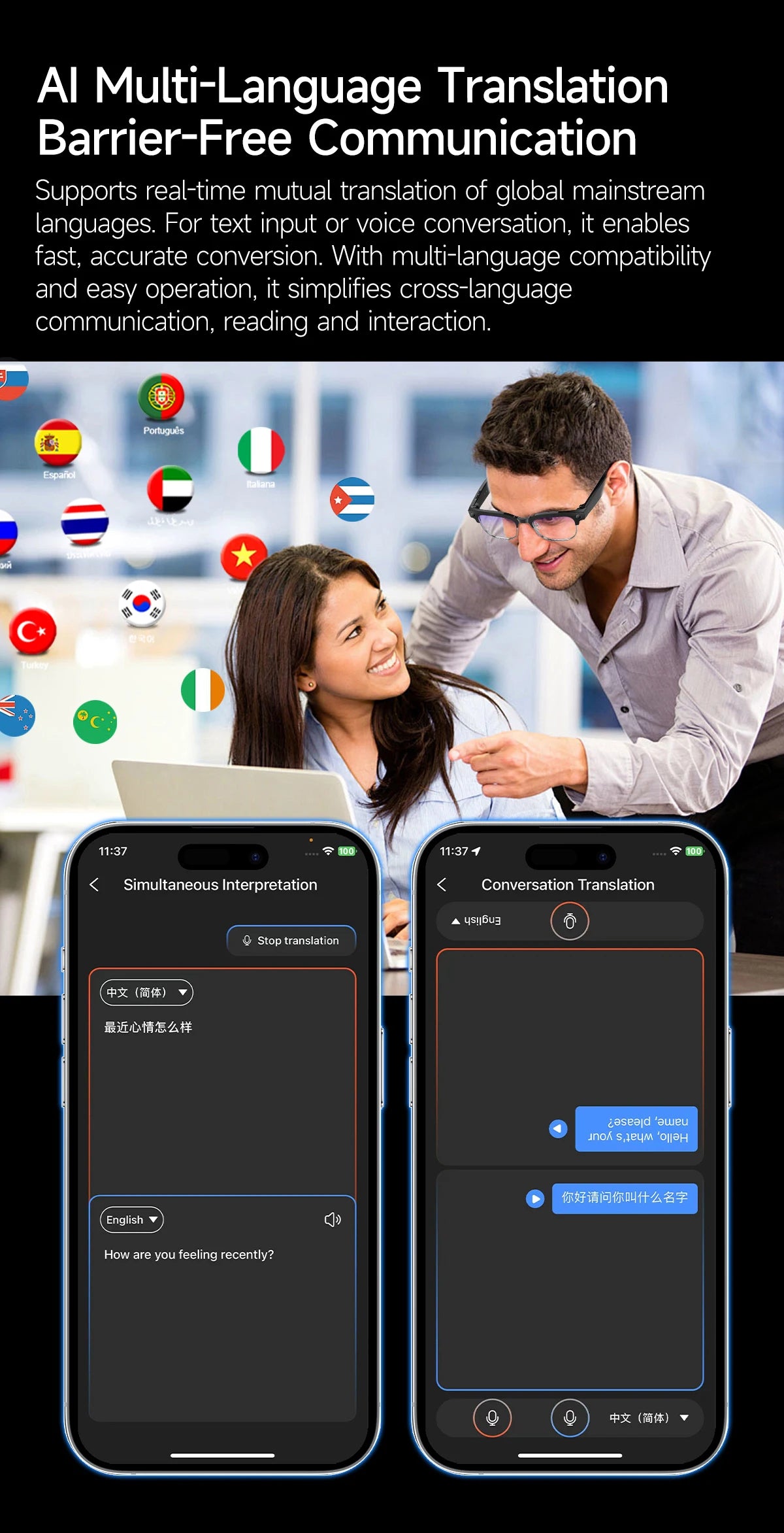 Vabena 2026 Smart Camera Glasses for Men - 800W, AI, Video & Translation