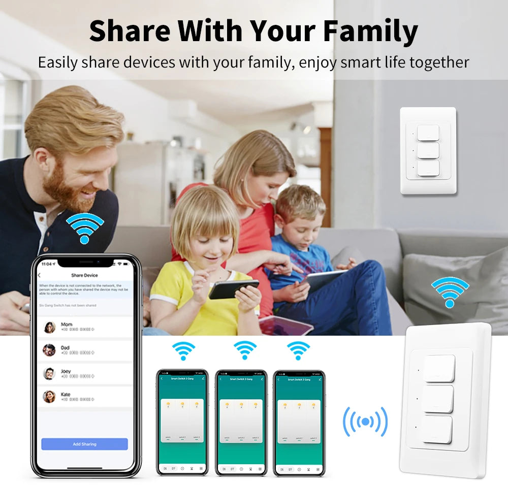 Manhot Tuya Smart Light Switch | Physical Push-Button Smart Home Control
