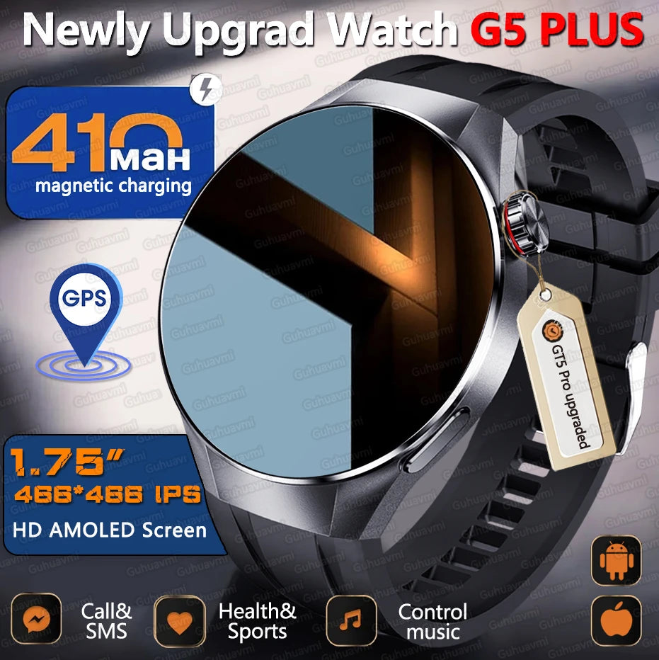 G5 PLUS Smartwatch | 1.75" HD AMOLED, GPS & Fitness Tracker