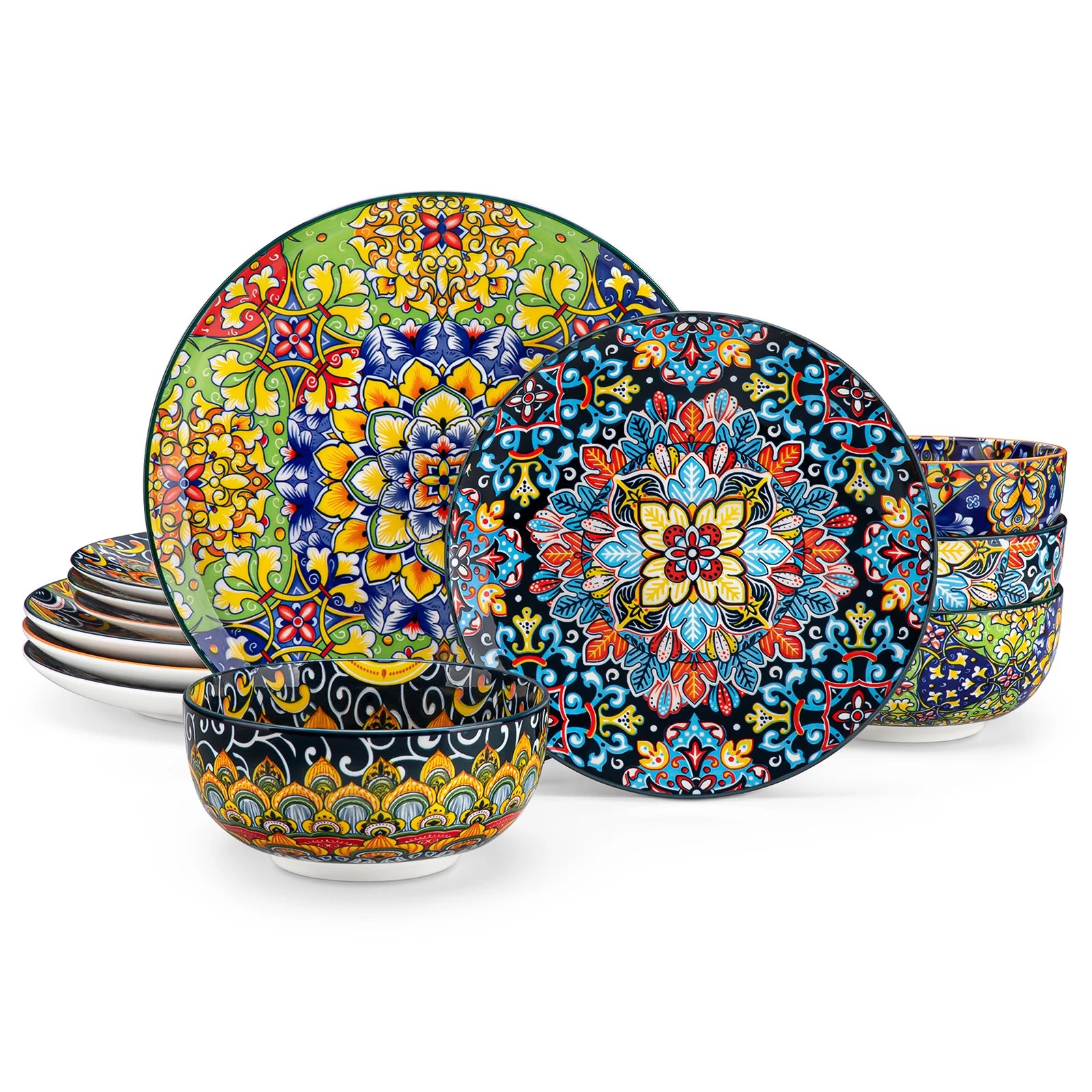 vancasso Bohemian Stoneware Dinnerware Set for 6 - Rustic Tableware