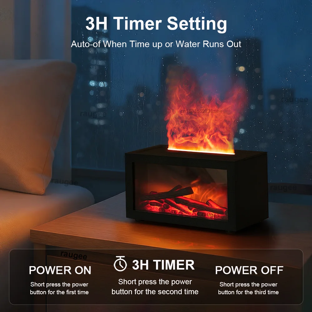 Fireplace Humidifier & Flame Effect Essential Oil Diffuser