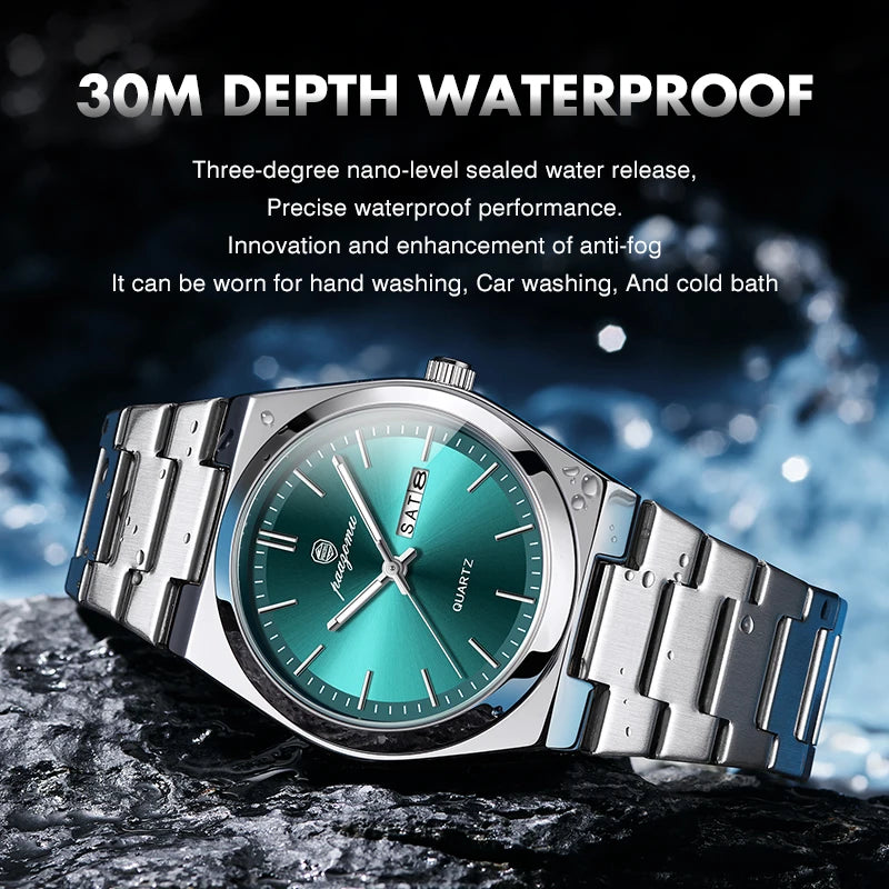 PAAZOMU Men's Chronograph Watch - Waterproof Stainless Steel Luminous Quartz