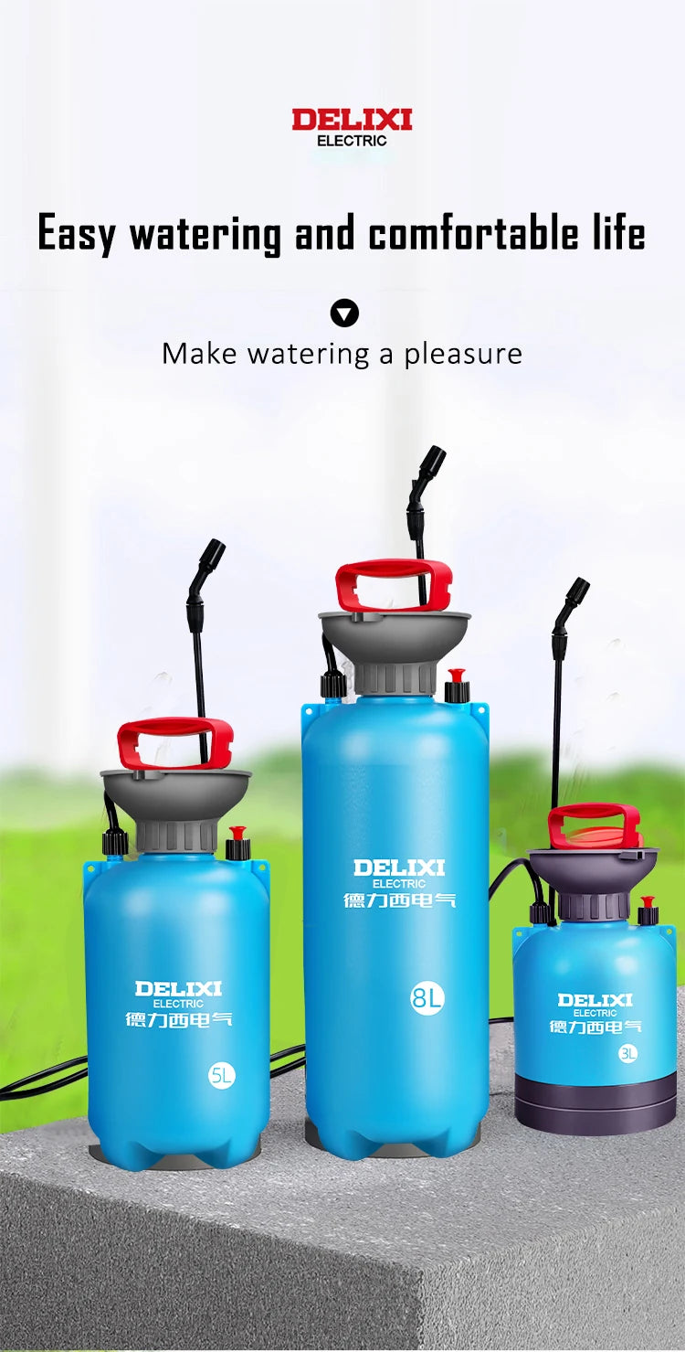 DELIXI ELECTRIC 3/5/8L Garden Sprayer - Multi-Purpose Pressure Pump for Lawn & Garden