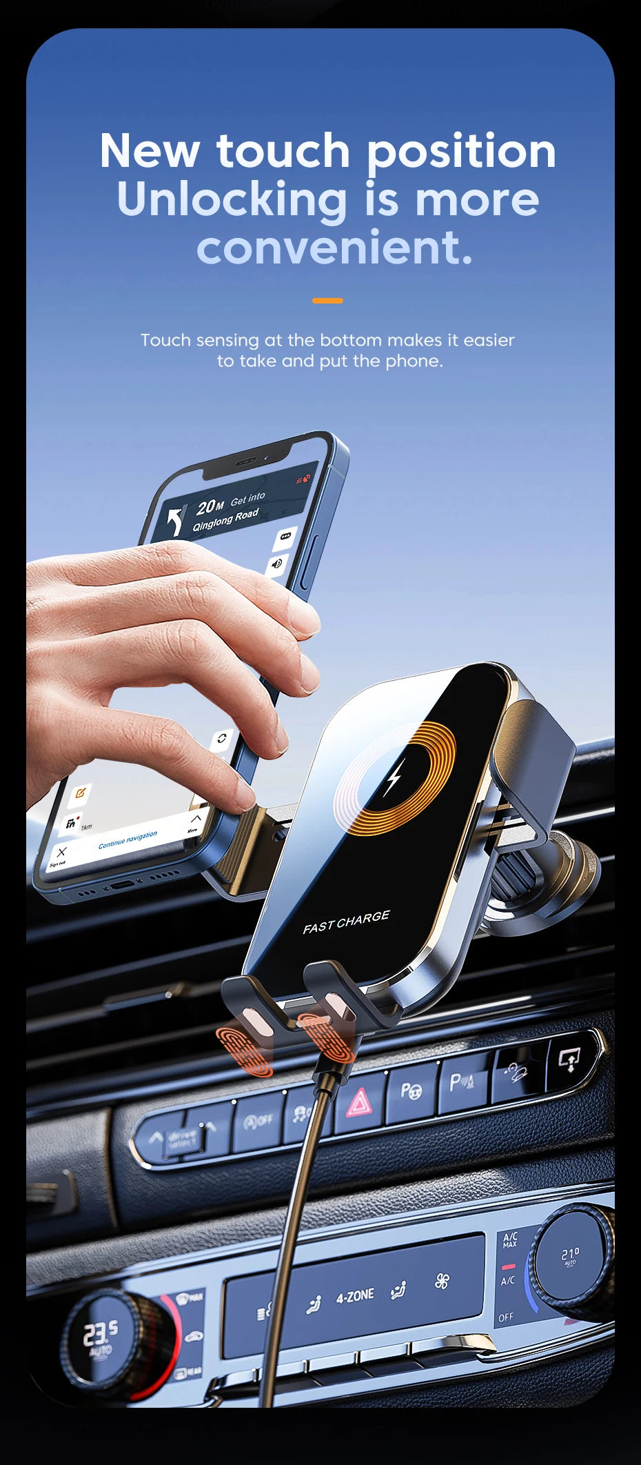 Universal Car Wireless Charger Phone Mount | Auto Holder