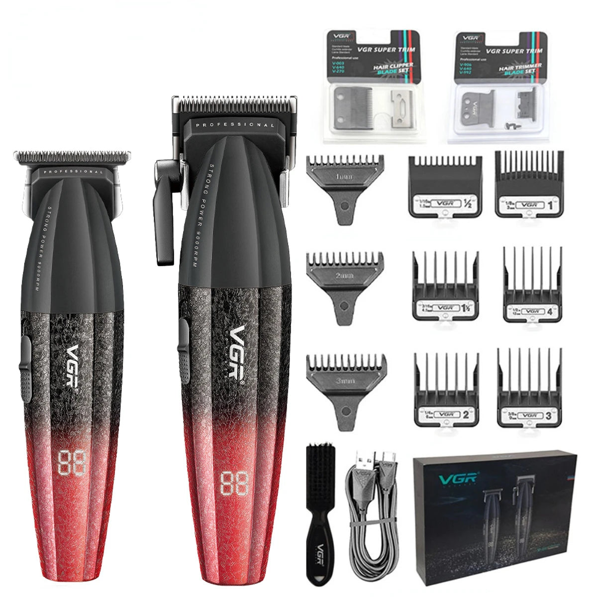 VGR Professional Cordless Hair Trimmer - Electric Clippers