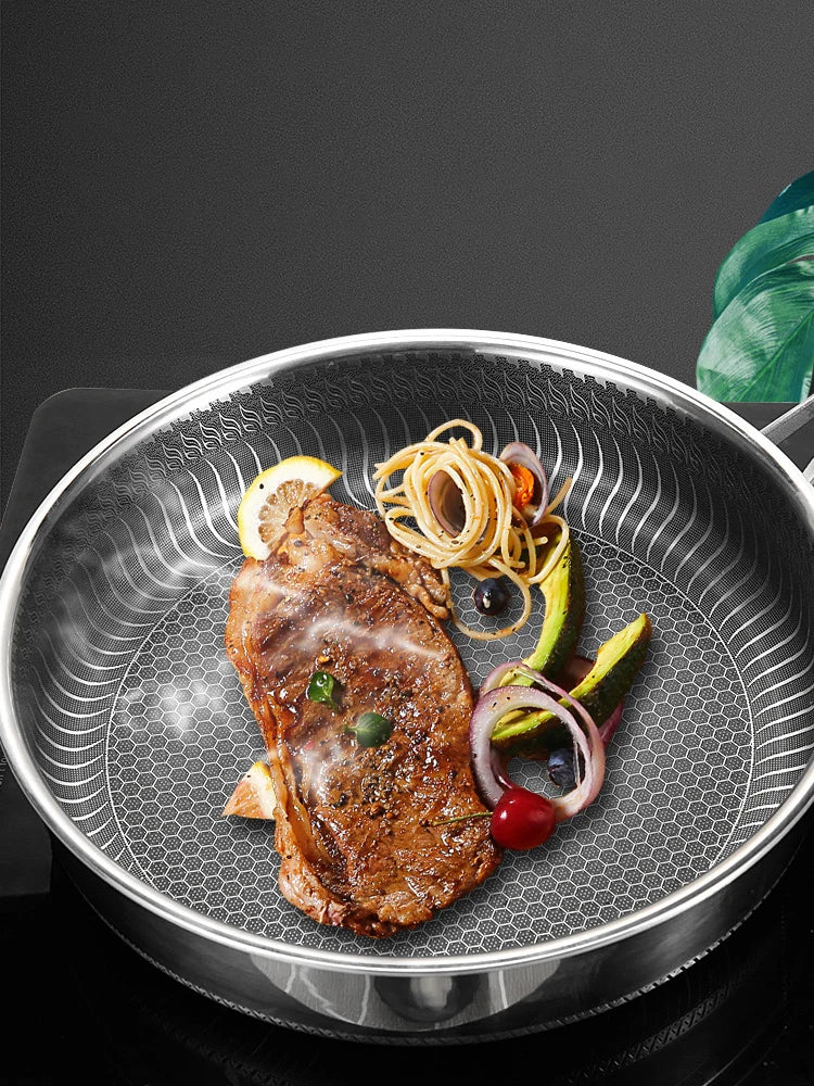 Tri-Ply 316 Stainless Steel Honeycomb Frying Pan & Wok - All Stoves