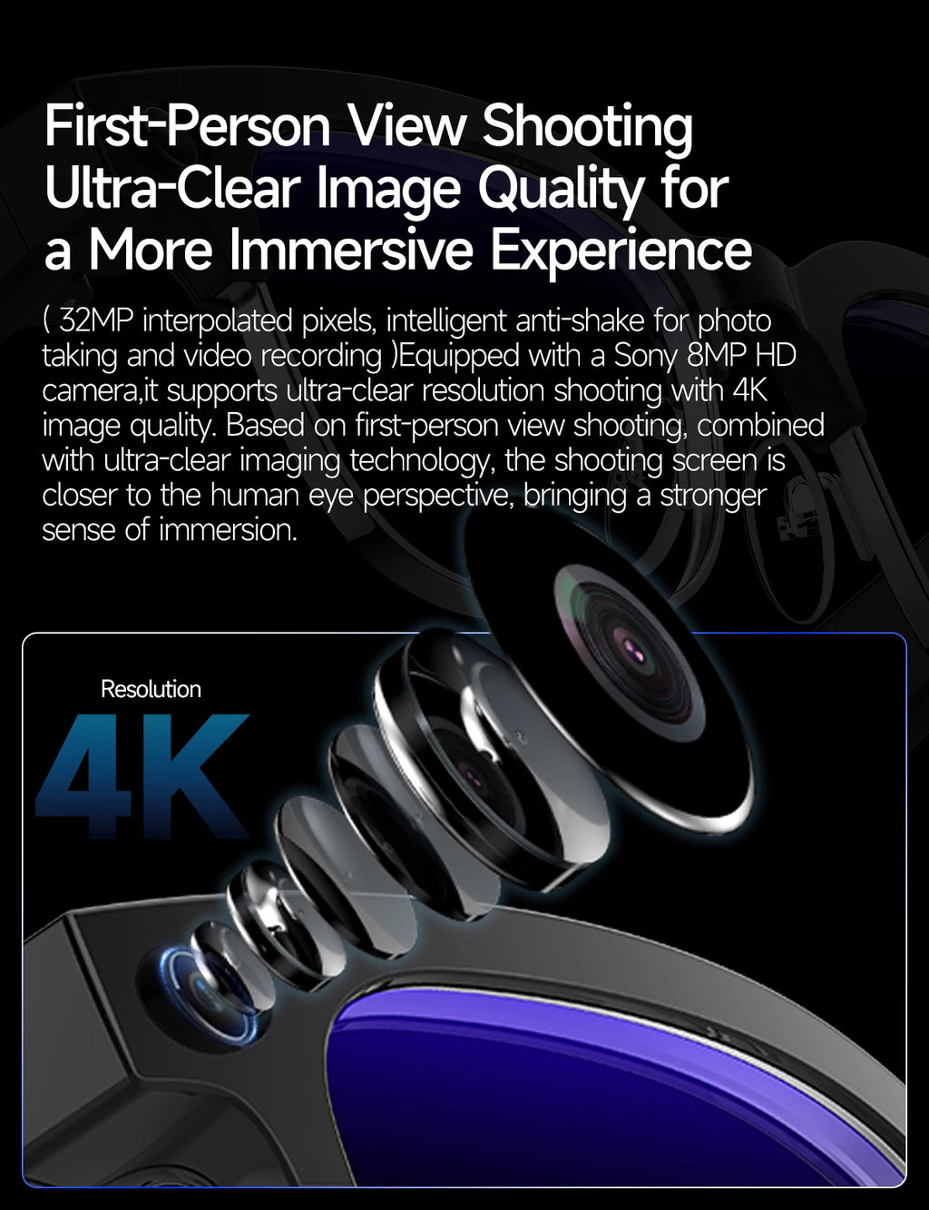 Vabena 2026 Smart Camera Glasses for Men - 800W, AI, Video & Translation