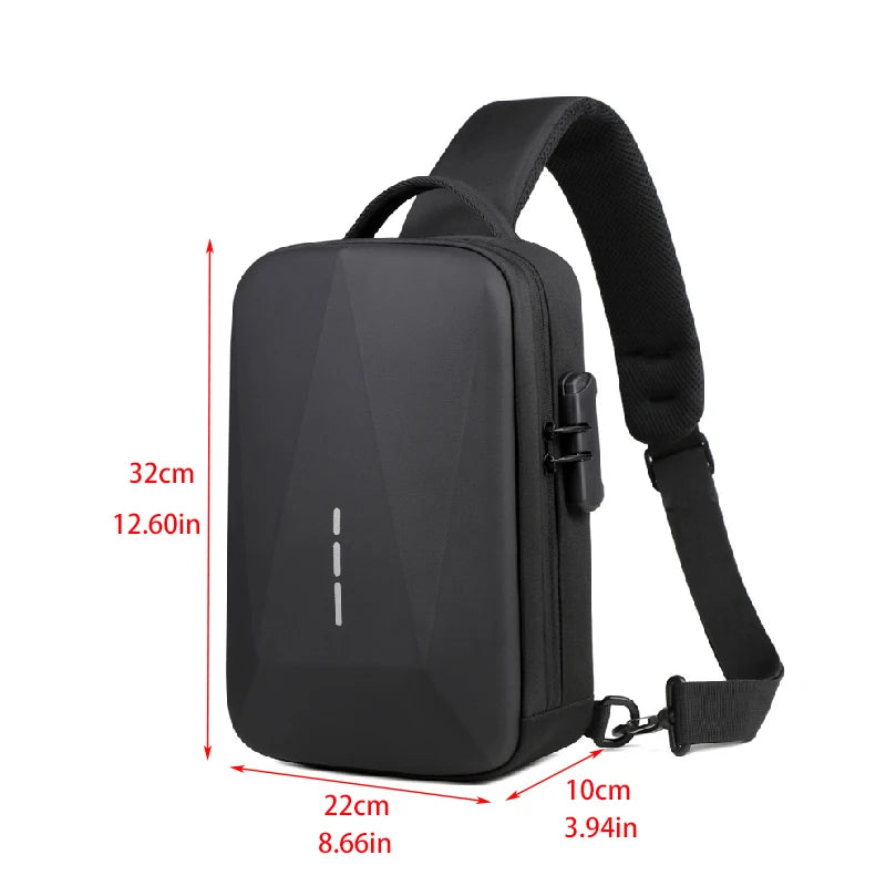 Men's Anti-theft Crossbody Bag with USB Charging Port & Combination Lock for Business & Travel