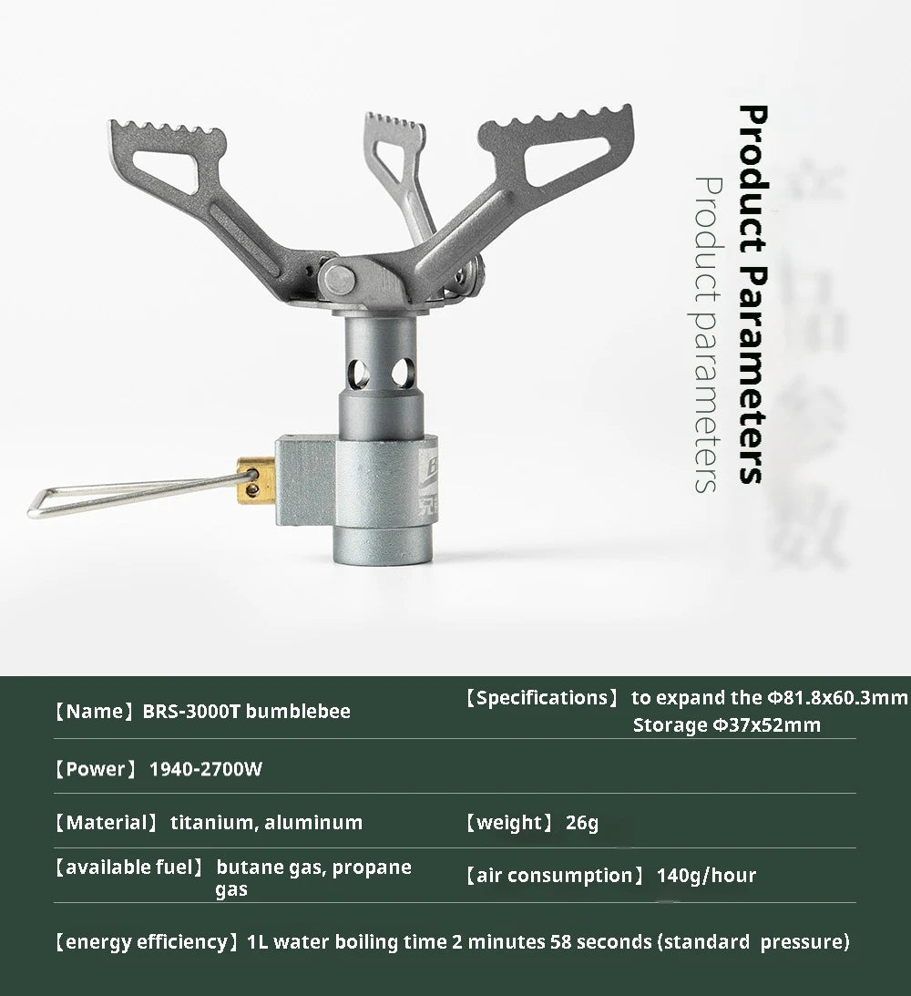 BRS-3000T Mini Titanium Camping Gas Stove - Ultra-Light & Portable Survival Burner