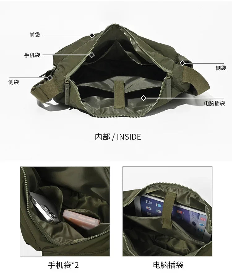 Women's Casual Multi-Pocket Nylon Messenger Bag - Travel & Shopping Tote