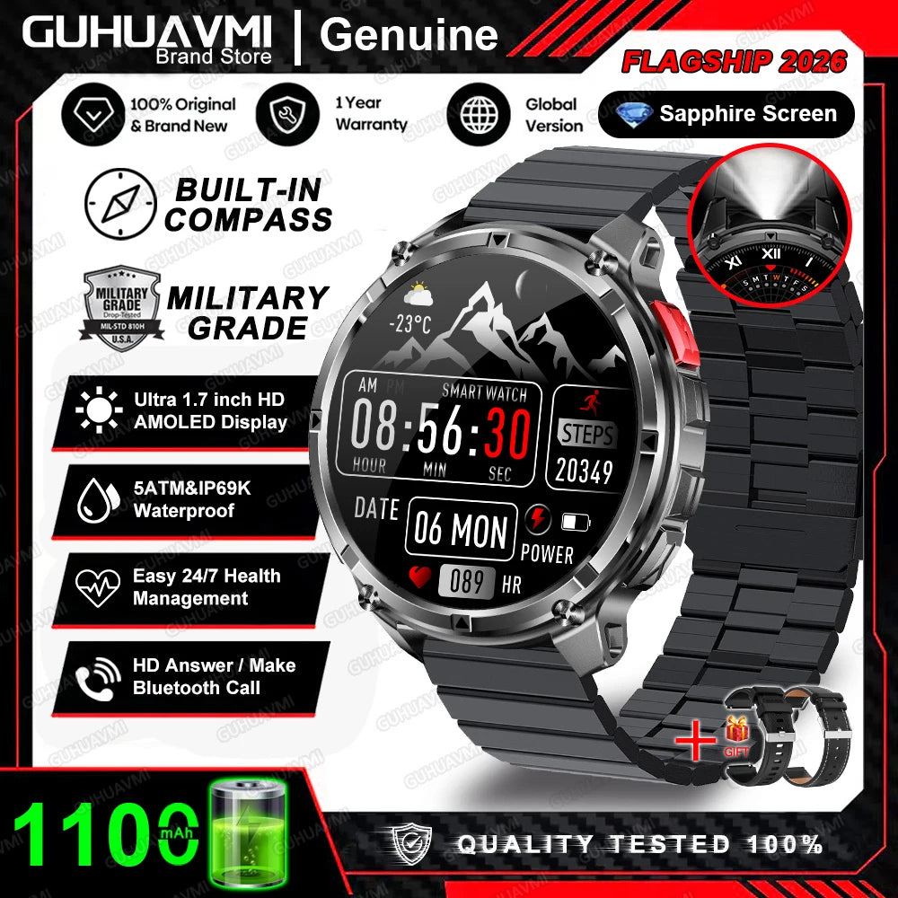 T-Rex3 Pro Smartwatch: GPS, 5ATM Waterproof, Military-Grade Sports & Outdoor Tracker