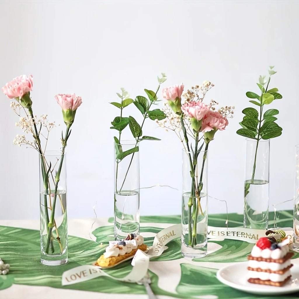 Clear Glass Cylinder Vases - 12-Piece Set for Home & Events Decor