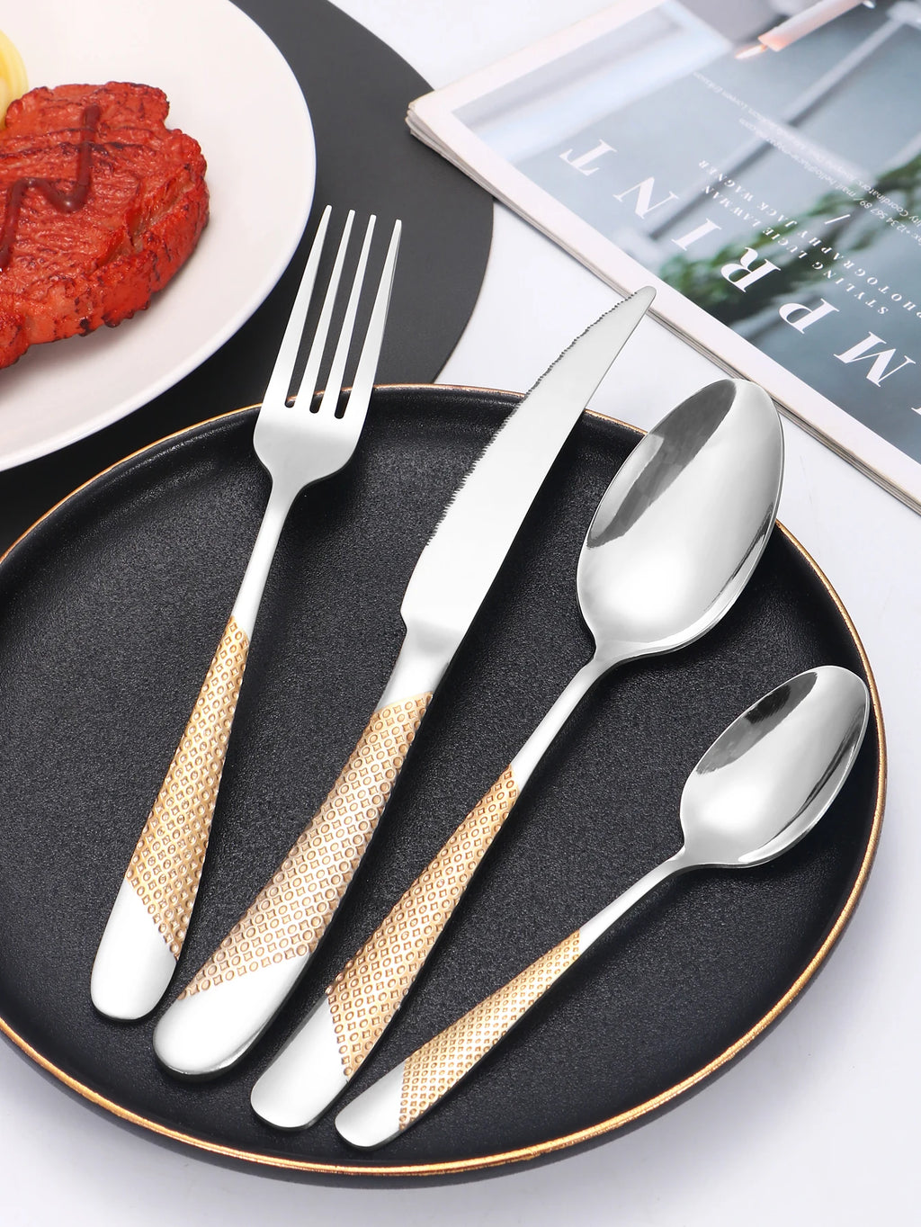 Vabena 24pc Star Stainless Steel Cutlery Set | Elegant Dining Silverware