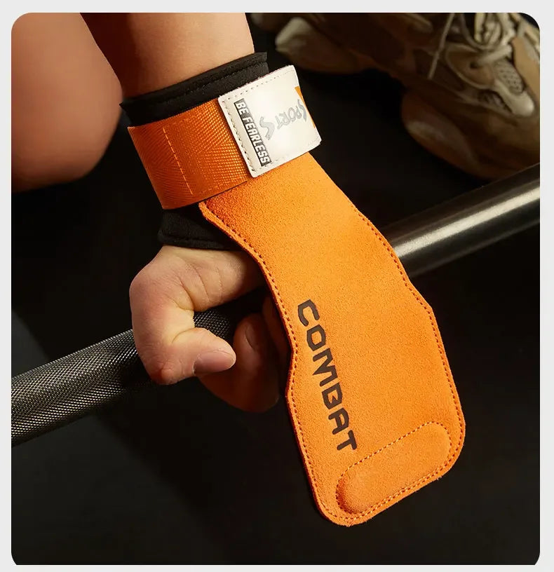 Professional Cowhide Gym Grips - Anti-Skid Weightlifting Pads