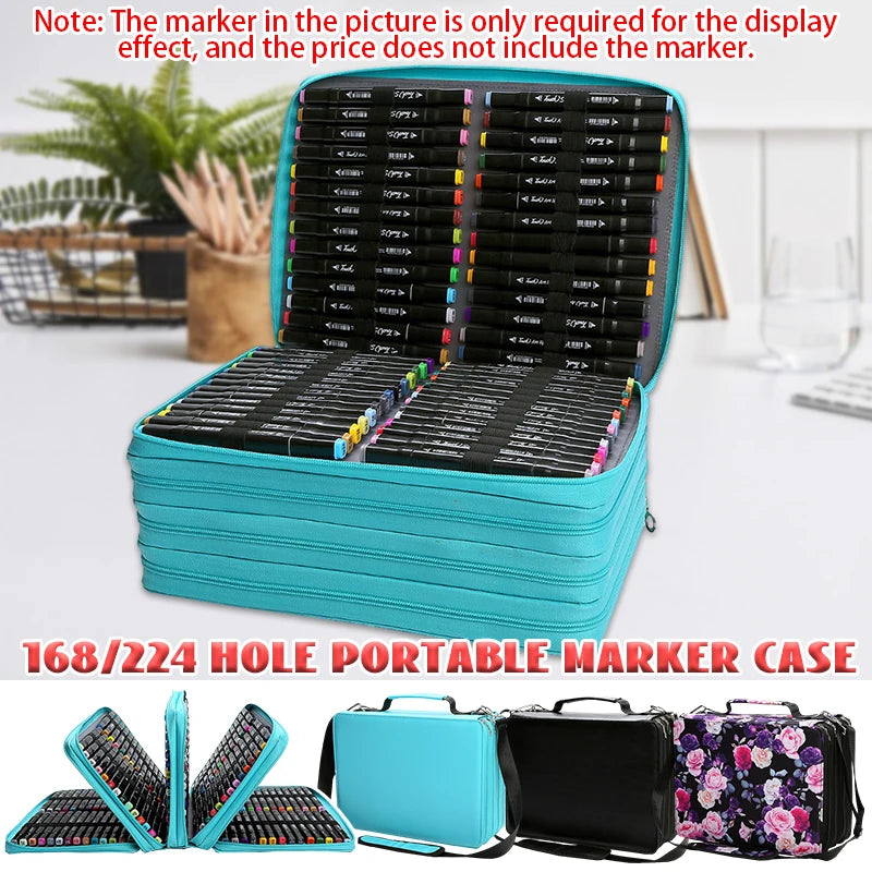 Vabena Large Capacity 168/224 Slot Pencil Case - Felt Marker Storage Organizer