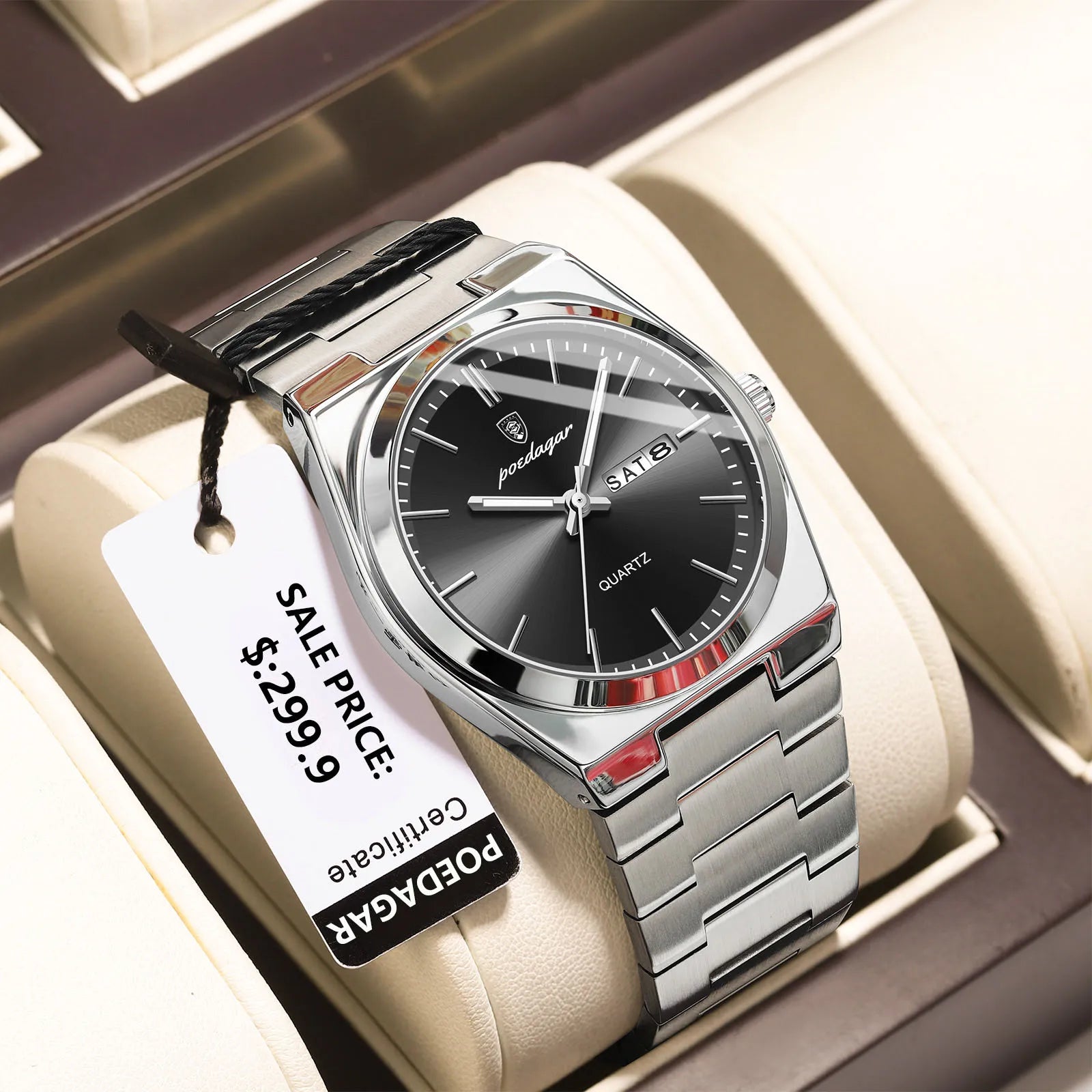 POEDAGAR Luxury Men's Quartz Watch - Waterproof, Luminous, Date & Week