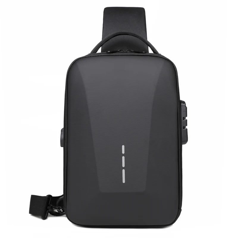 Men's Anti-theft Crossbody Bag with USB Charging Port & Combination Lock for Business & Travel