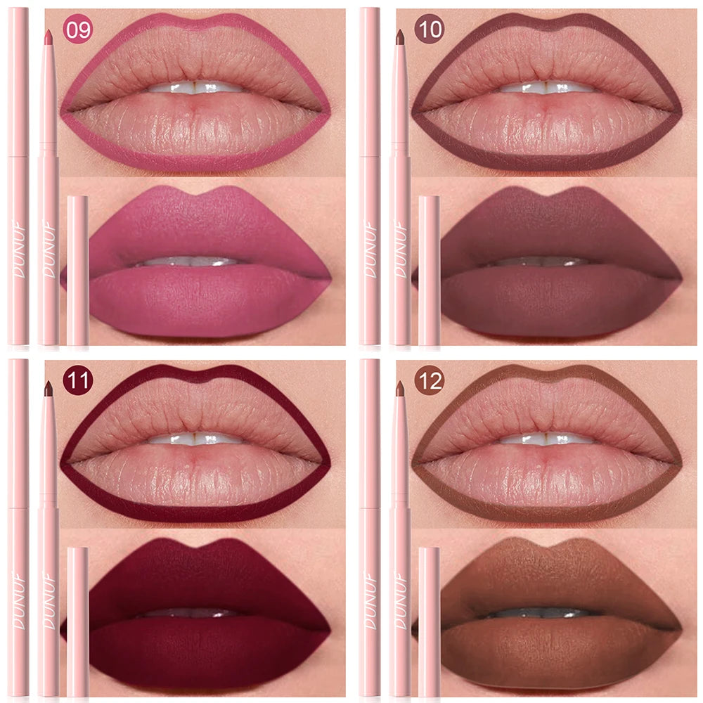 6pcs Long-Lasting Waterproof Lip Liner Pen & Gloss Set - Beauty Makeup