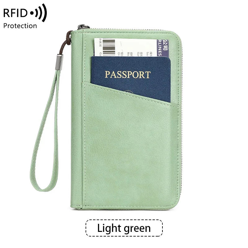 Travel Passport Wallet - RFID Anti-Theft PU Leather Organizer for Men & Women