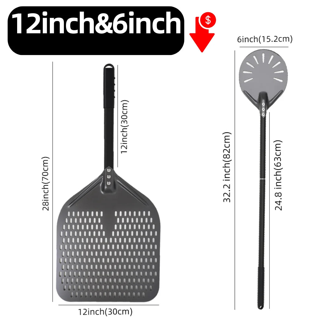 6-14 Inch Hard Anodized Aluminum Pizza Peel – Durable Oven Spatula & Bread Paddle