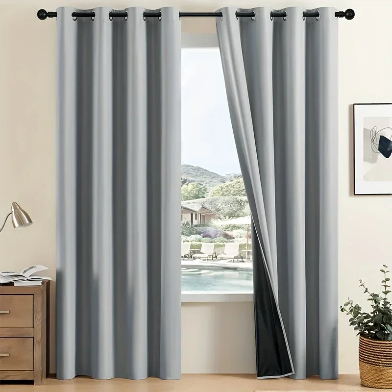 Modern Blackout Curtains - 2 Pcs Set with Coated Lining for Home Decor