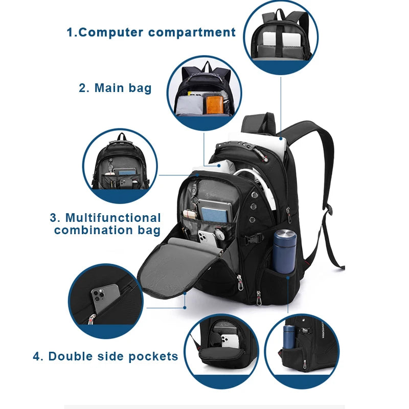 Vabena 2026 Waterproof Laptop Backpack - 17/20 Inch Travel & Everyday Rucksack for Men & Women