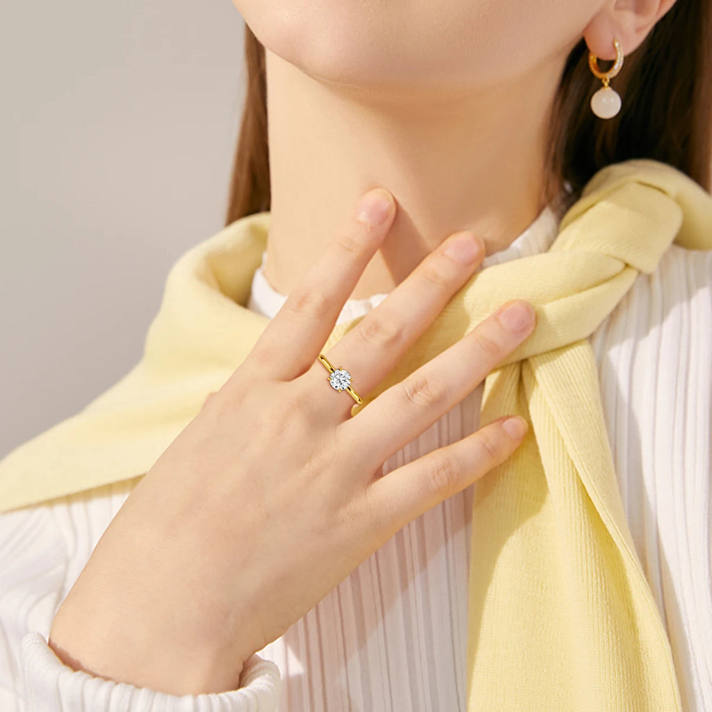 14K Gold Moissanite Engagement Ring for Women | Wedding Band