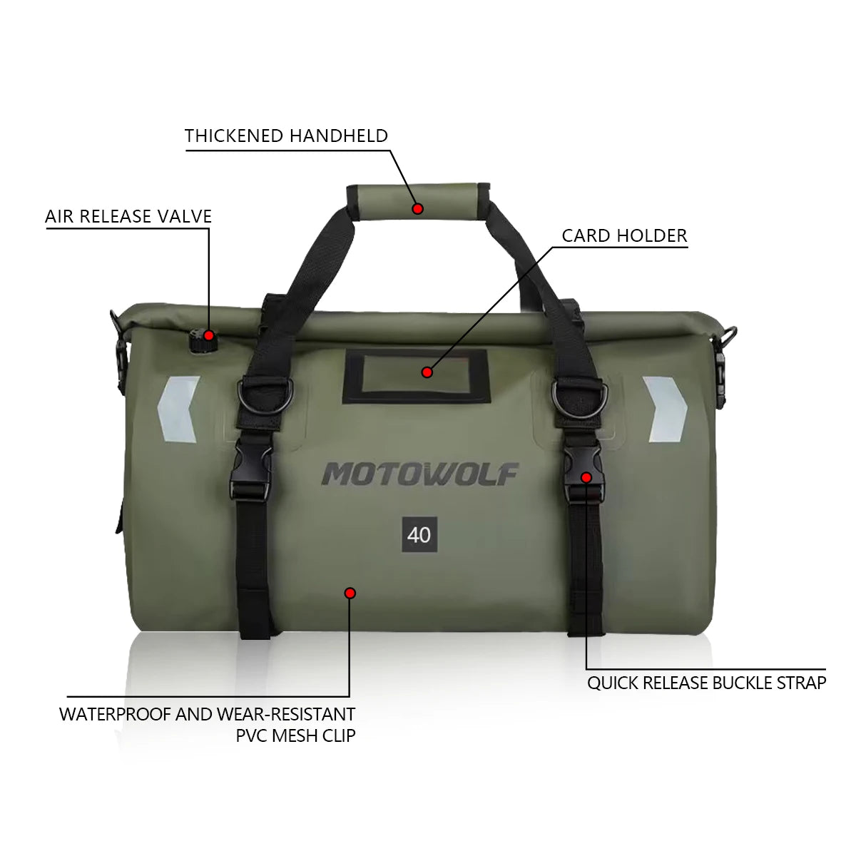 Waterproof Motorcycle Tail Bag | Dry Roll Luggage | 20L, 40L, 66L