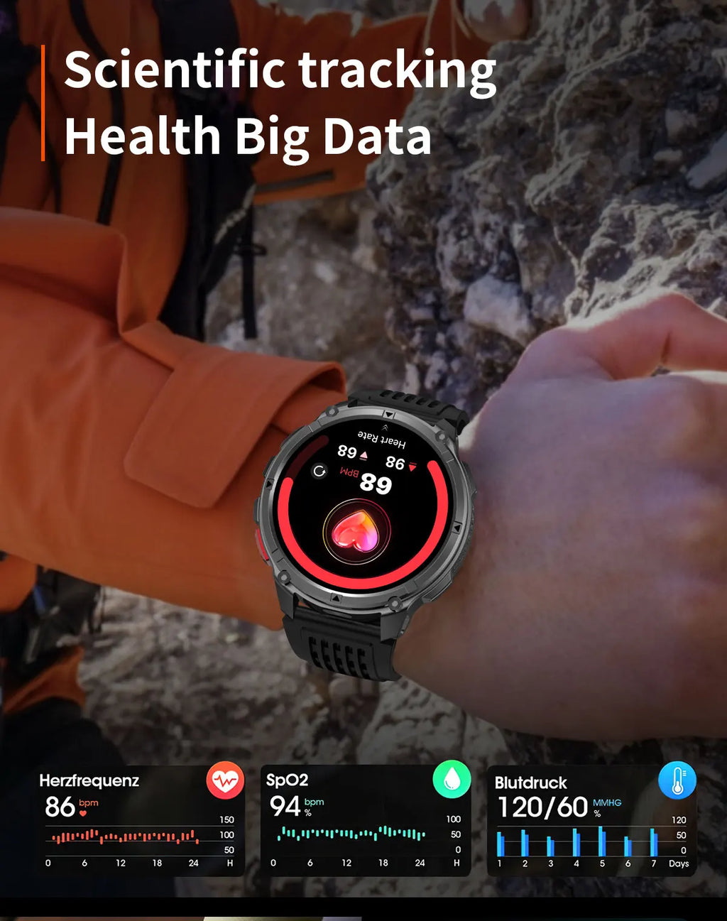 T-Rex3 Pro Smartwatch: GPS, 5ATM Waterproof, Military-Grade Sports & Outdoor Tracker