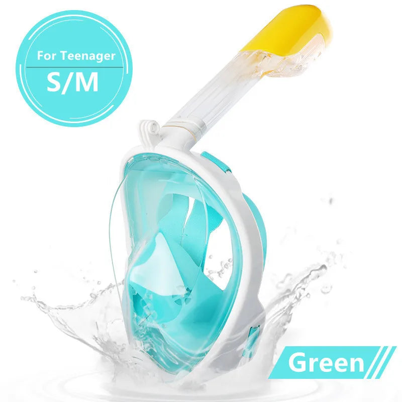 Vabena Full Face Diving Mask - Anti-Fog Snorkel Gear for Adults & Kids