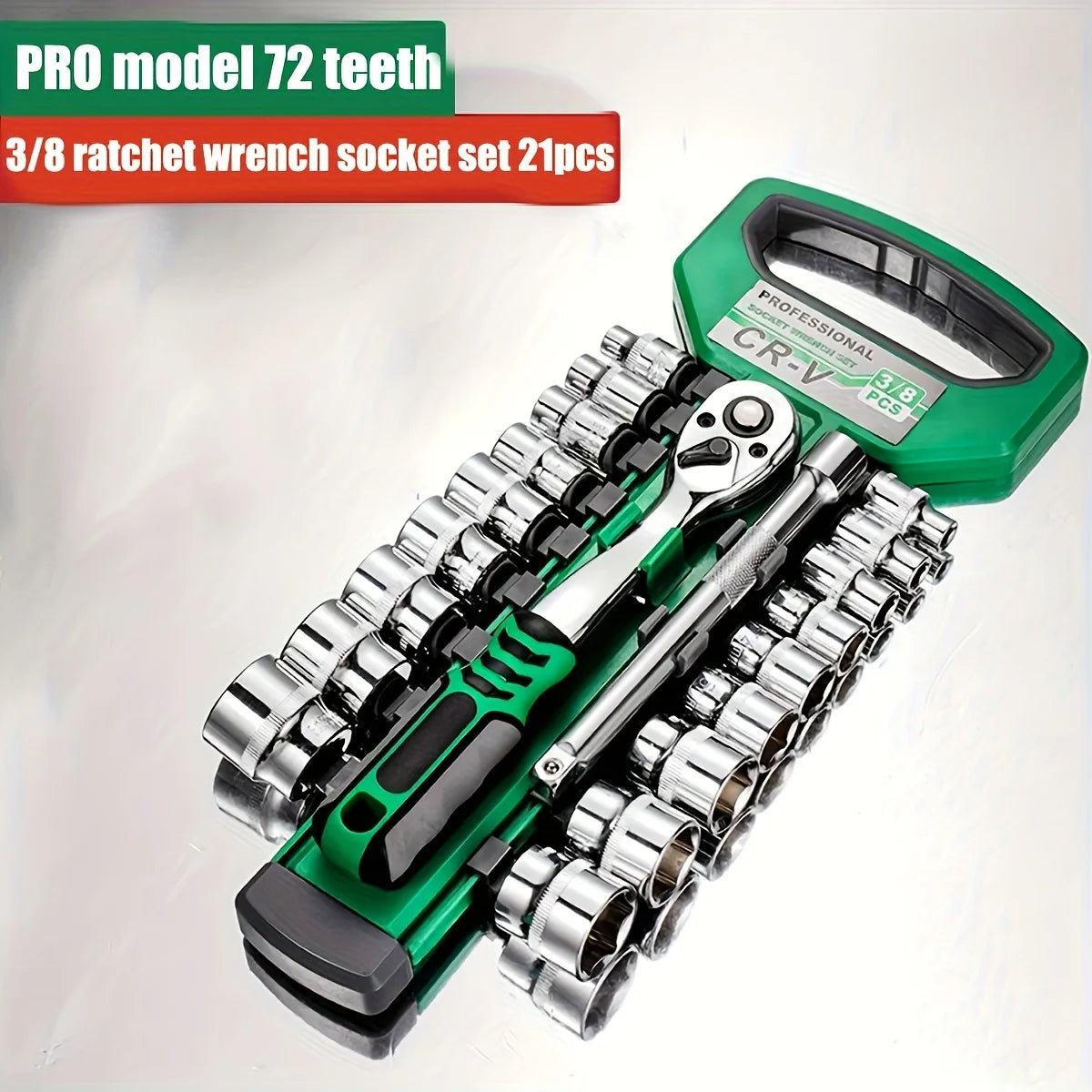 Vabena 72-Drive Professional Socket Set | 1/4", 3/8", 1/2" Ratchets | Car Mechanic Tool Kit