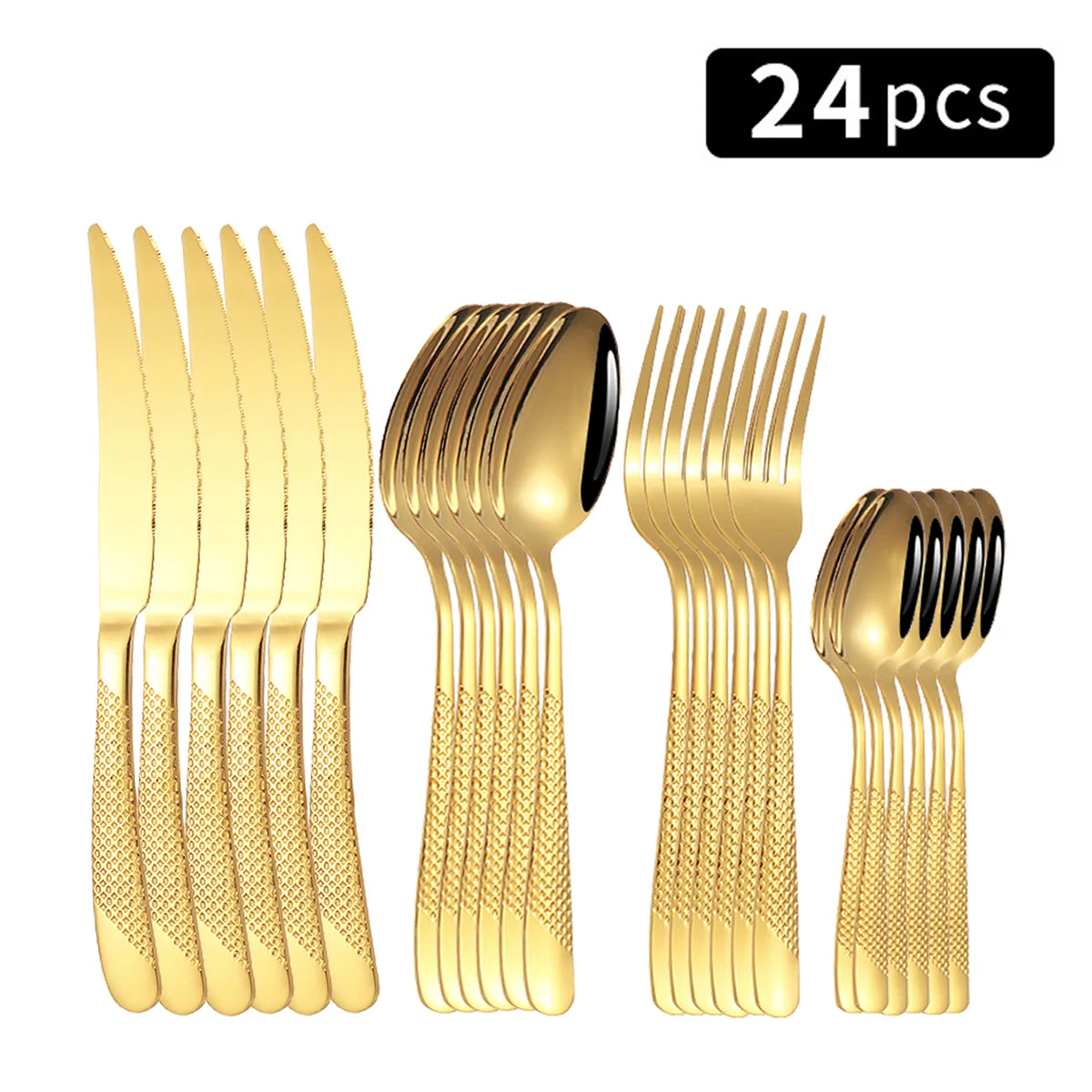 Vabena 24-Piece Stainless Steel Star Cutlery Set | Premium Elegant Dining Tableware