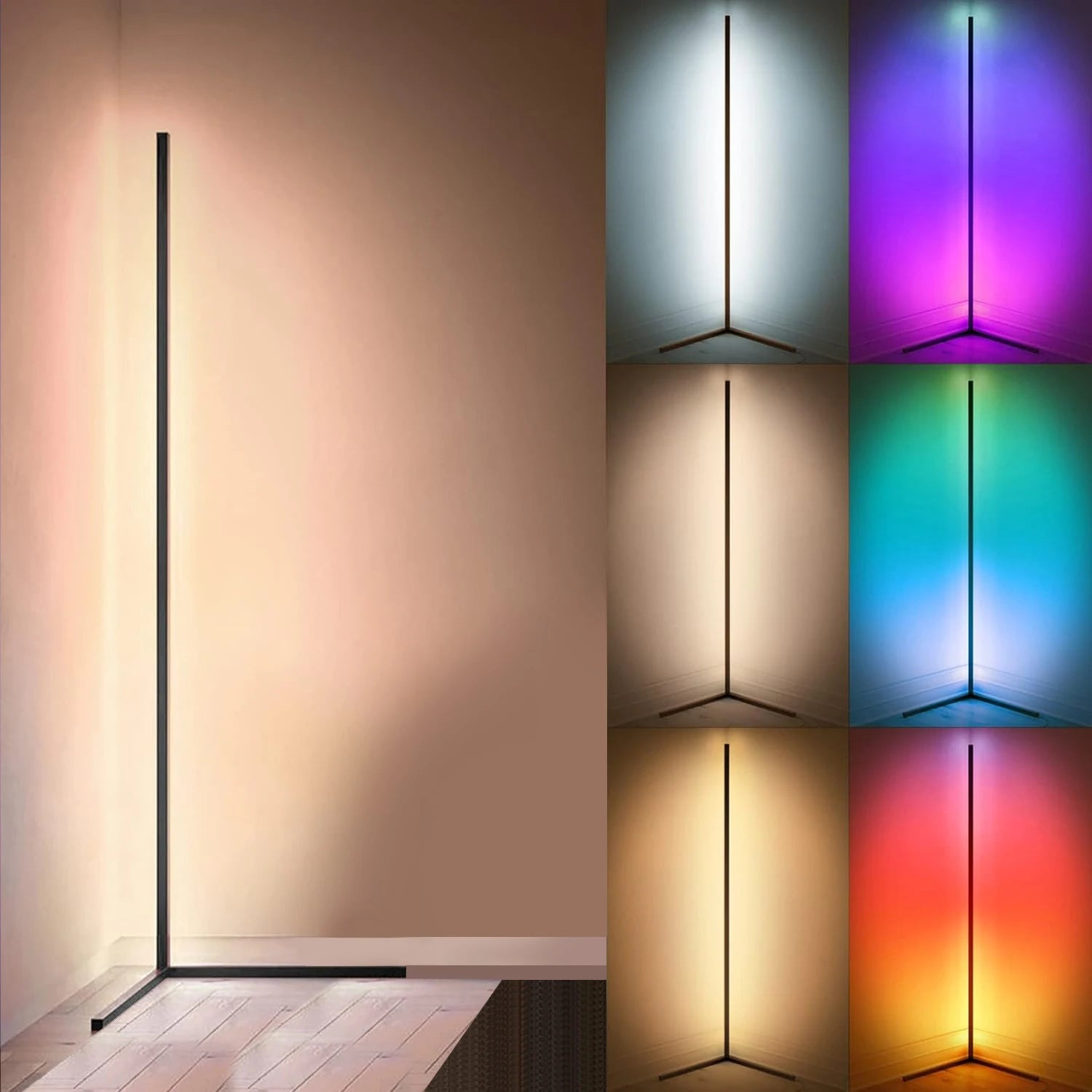 Vabena Smart RGB Corner Floor Lamp - Music Sync & App Control