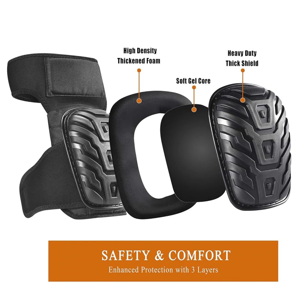 Professional Heavy Duty Gel Foam Knee Pads with Double Straps