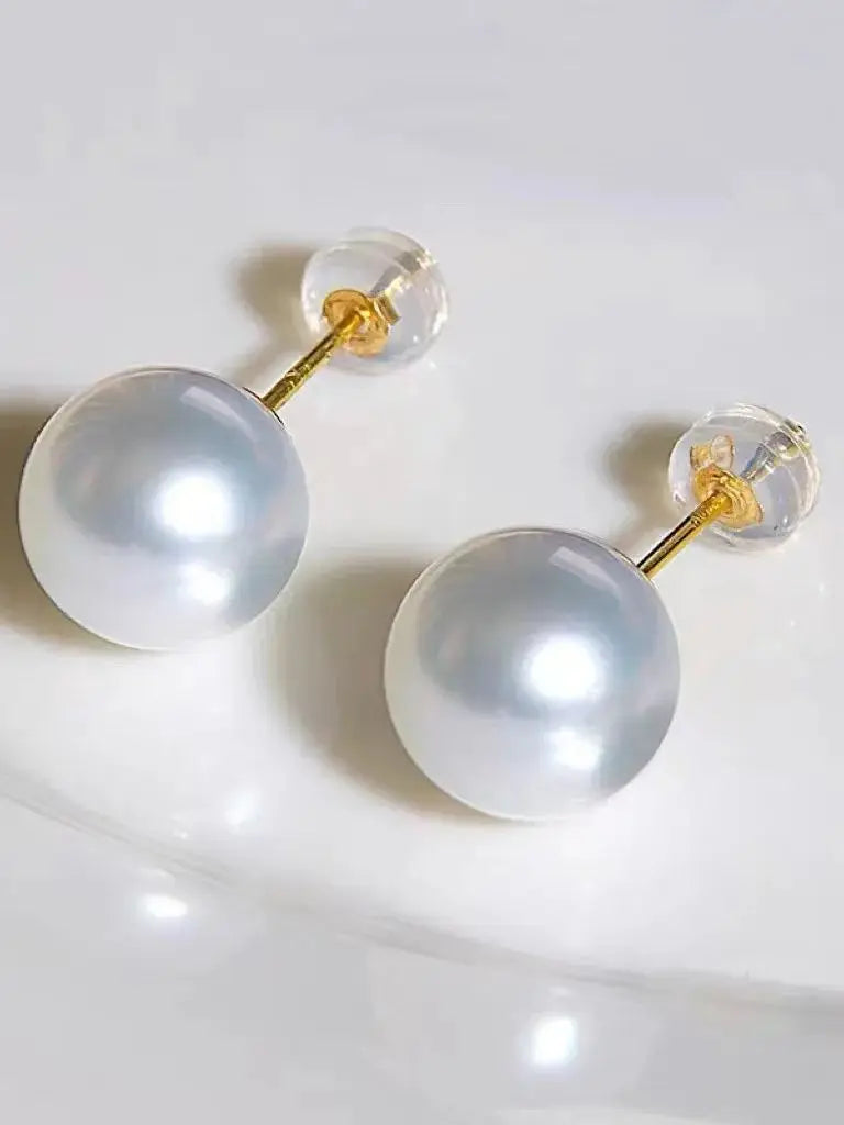 AAAA+ Akoya Pearl & 14K Gold Stud Earrings - Timeless Elegance