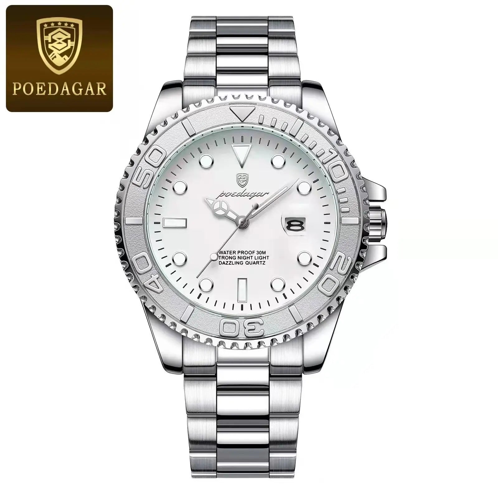 POEDAGAR Luxury Men's Quartz Watch - Waterproof & Luminous Date