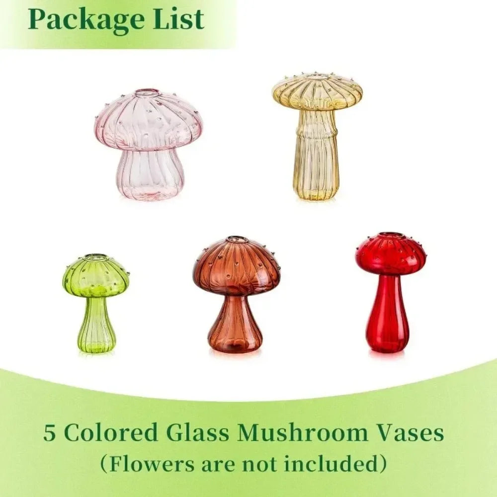 Mushroom Glass Vase Set | Hydroponic Home Decor | Unique Plant Vases