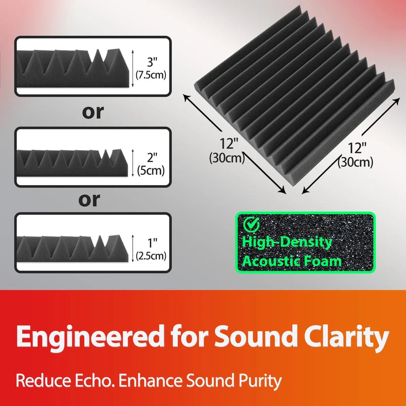 TOUO Sound Absorbing Foam Panels - Studio Acoustic Treatment & Soundproofing