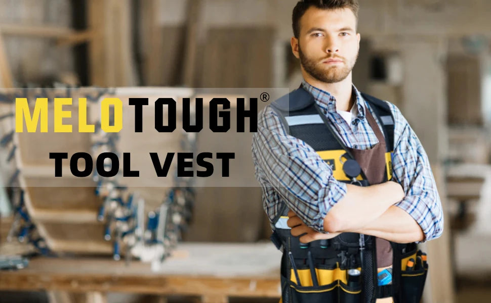 MELOTOUGH Reflective Safety Tool Vest with Removable Phone Holder - High Visibility Workwear