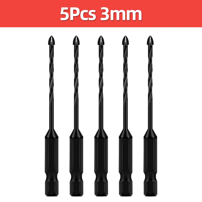 TOOLEYE Multifunction Cross Hex Drill Bit Set - Concrete, Tile, Glass, Metal