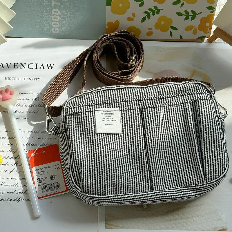 Large Capacity Canvas Pencil Case - Multi-Layer Storage for High School Students