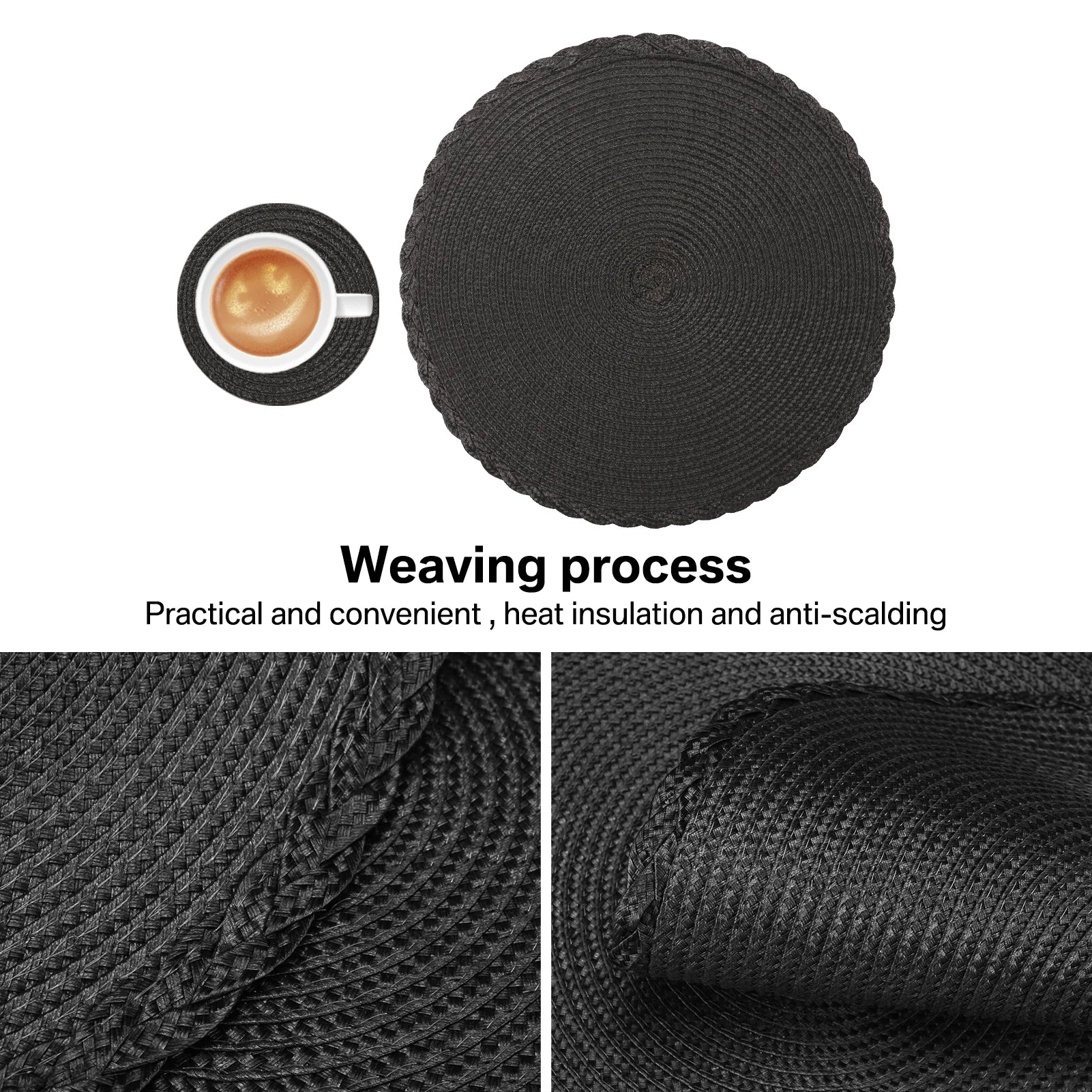Elegant Braided Placemats & Coasters Set - 12-Piece Dining Table Protection