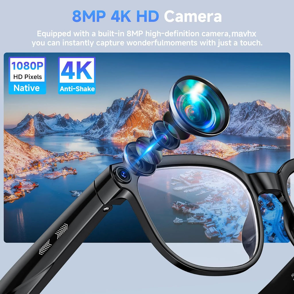 2026 Smart AI Glasses 1080P HD Video Camera ChatGPT Bluetooth Music Translation Sunglasses for Men