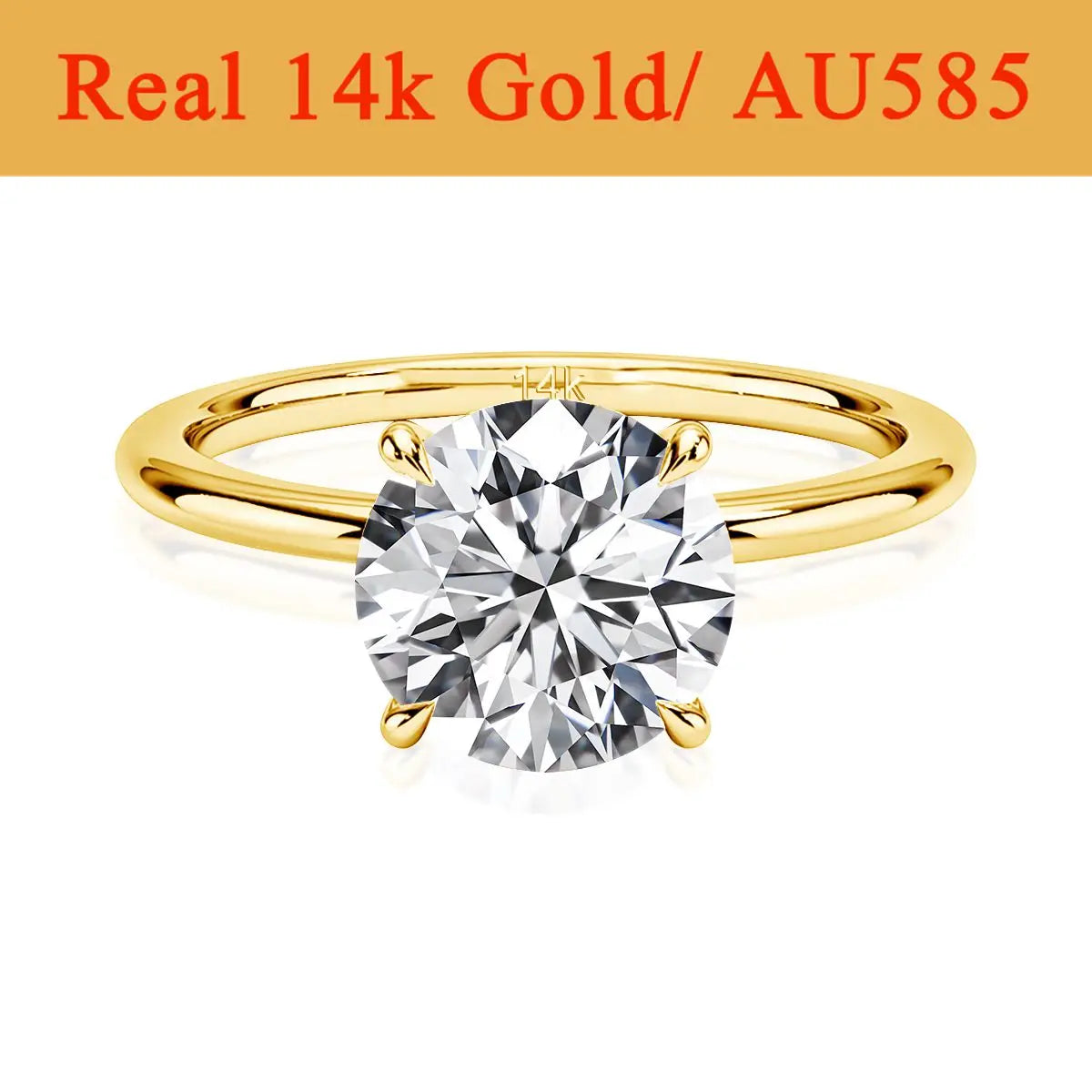 14K Gold Moissanite Engagement Ring for Women | Wedding Band