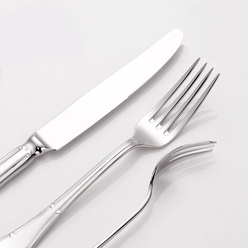 Vabena 24-Pc 18/10 Stainless Steel Mirror Polished Flatware Set for 6