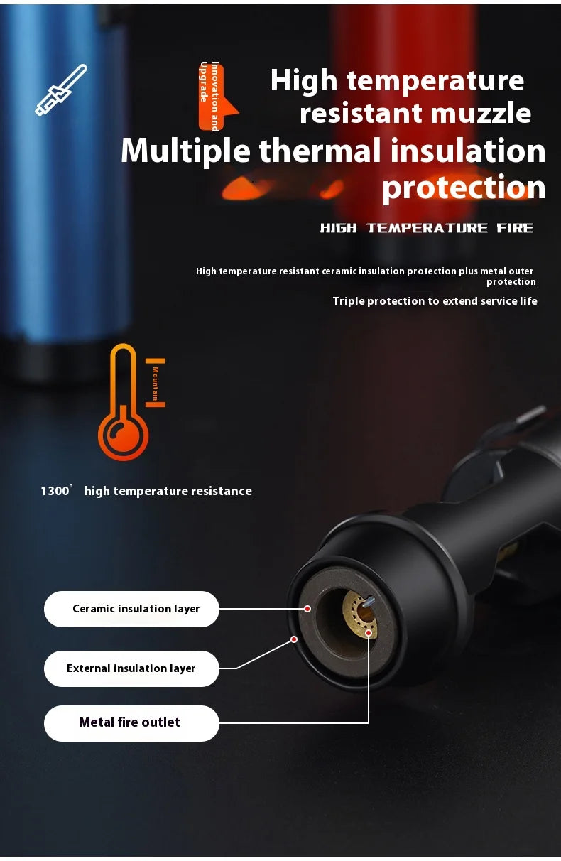 Powerful Metal Gas Lighter - Windproof Torch for Kitchen, BBQ & Cigars