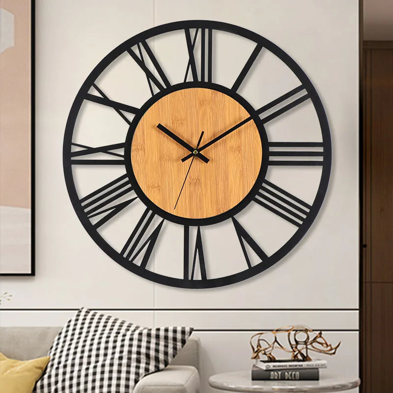 Large Nordic Retro 3D Wall Clock | Roman Numerals Decor