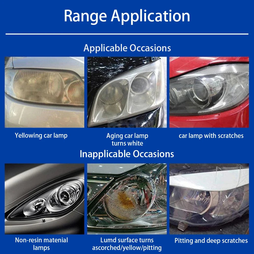 Car Headlight Restoration Kit - Repair & Polish Anti-Scratch